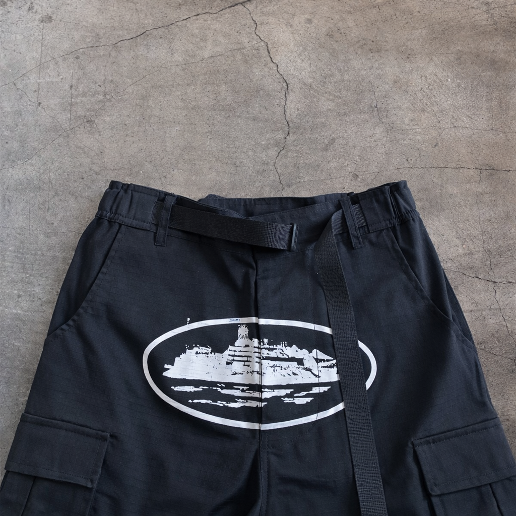 Corteiz Alcatraz Cargo Shorts – Black