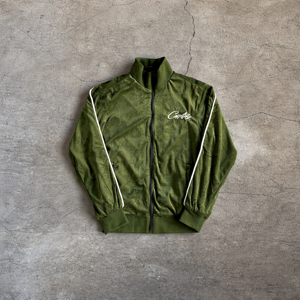 Corteiz VVS Velour Track Top – Green