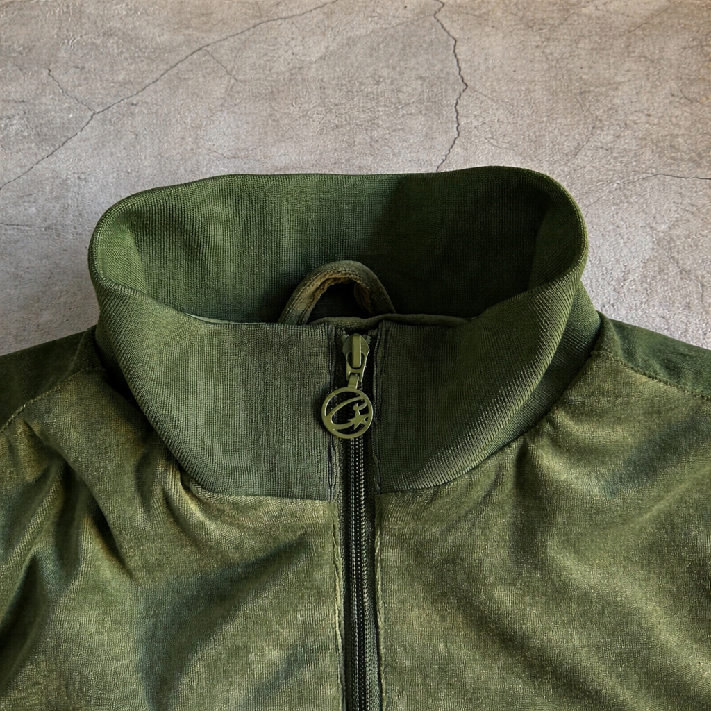 Corteiz VVS Velour Track Top – Green
