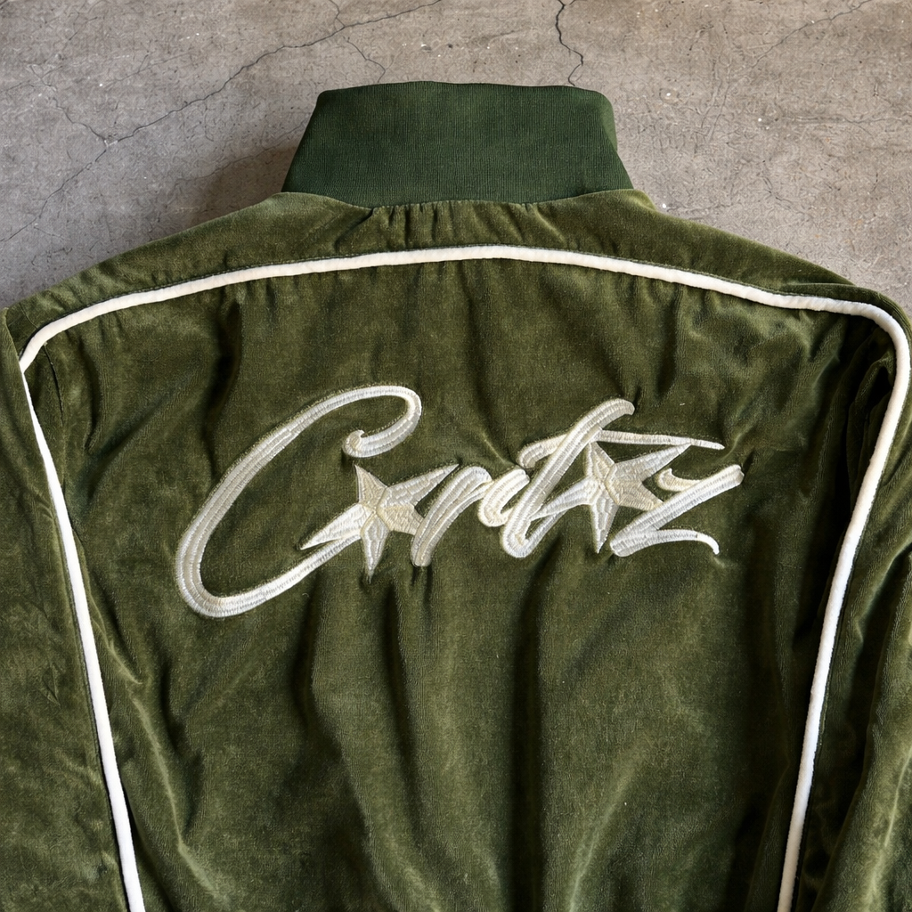 Corteiz VVS Velour Track Top – Green