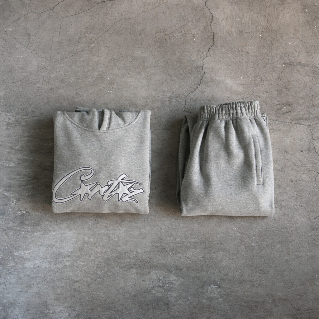 Corteiz Satin Allstarz Tracksuit Set – Grey